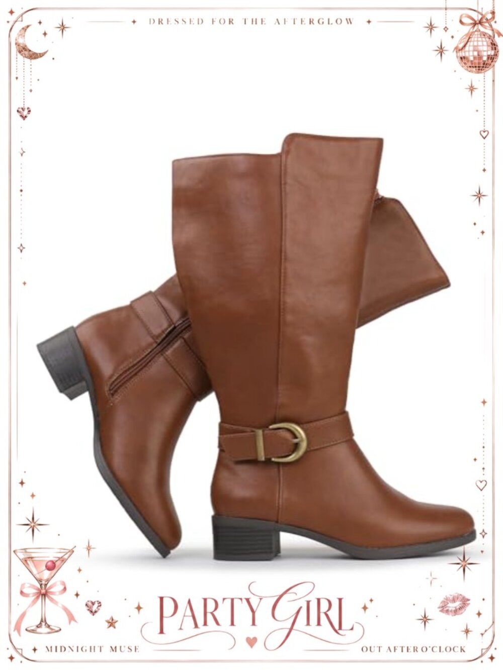 Women's Extra Wide Calf Pull On Knee High Boots Side Zipper